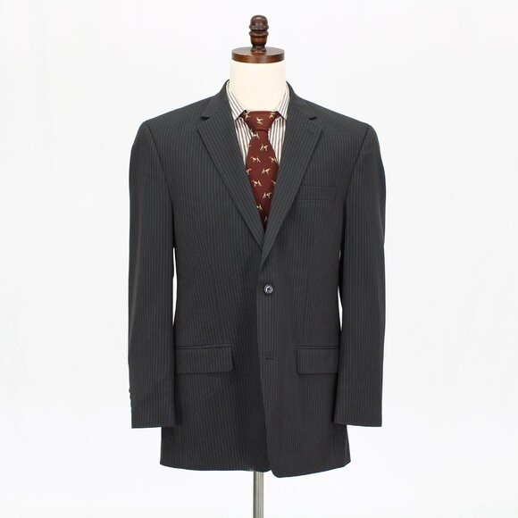 Michael Kors 42L Gray Stripe Polyester Two Button Suit Jacket B949 - Picture 1 of 11